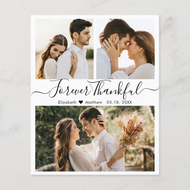 Budget 3 Photo Collage Wedding Thank You Flyer (Front)