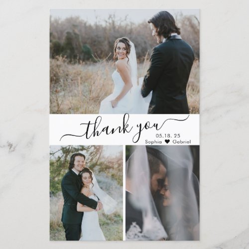 Budget 3 Photo Script Wedding Thank You Paper