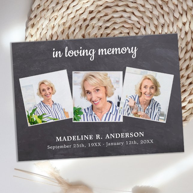 Budget 3 Photo Sympathy Funeral Thank You Note Card (Creator Uploaded)