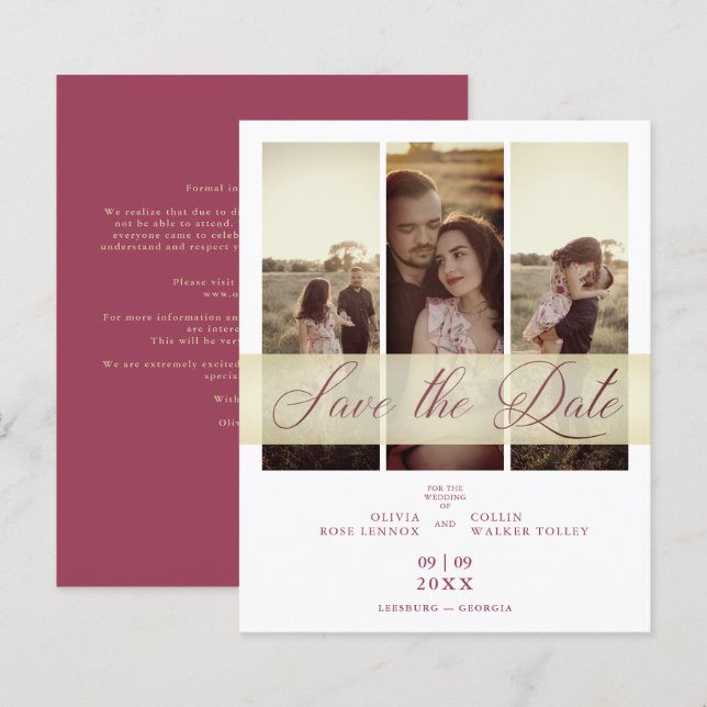 Budget 3 Photos Couple in Love Elegant Script (Front/Back)
