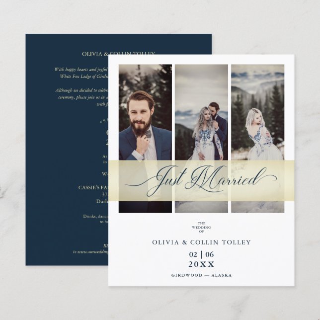 Budget 3 Photos Just Married Hand Letterd Quote (Front/Back)