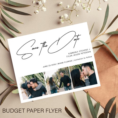 Budget 3 photos modern wedding save the date flyer