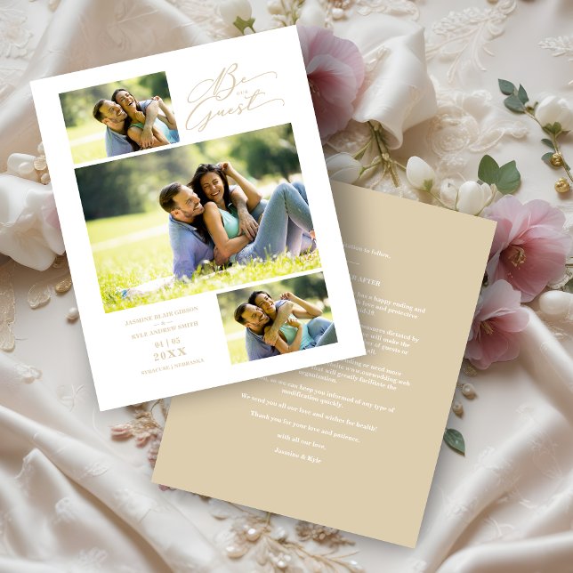 Budget 3 Photos Trendy Collage Wedding Minimalist (Inexpensive 3 Photos Chic Trendy Collage Wedding Minimalist Save the Dates Card with Envelope. )