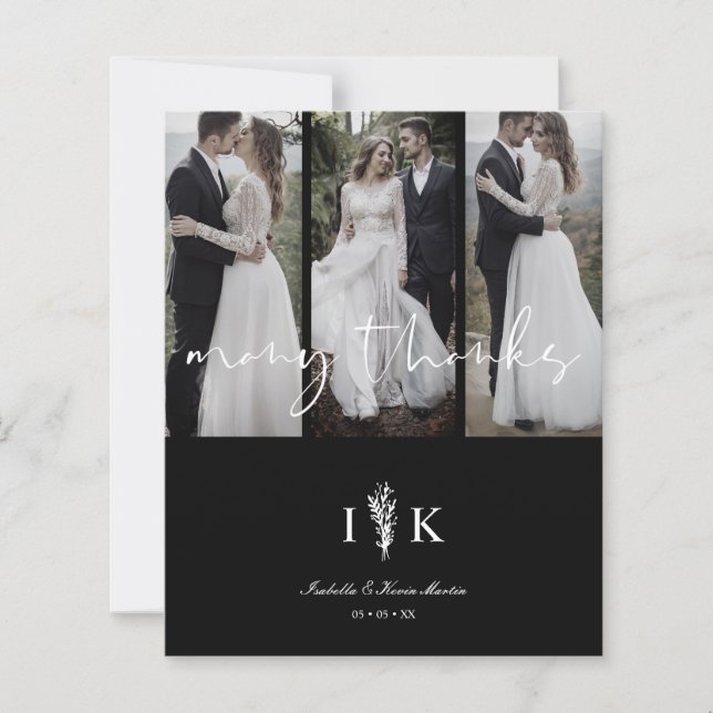 Budget 3 Wedding Photos Collage Many Thanks Quote (Front)