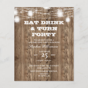 Budget 40th Birthday Barn Wood Eat Drink & Turn 40
