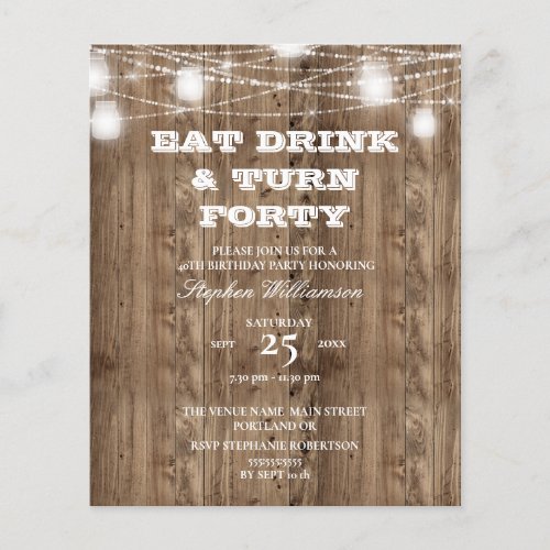 Budget 40th Birthday Barn Wood Eat Drink  Turn 40