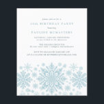 BUDGET 40th Birthday Blue Snowflake Invitation<br><div class="desc">Very elegant blue watercolor snowflakes create a pretty border along the bottom of this adult birthday invitation. Modern and minimalist design has an open and airy feel. The contemporary aesthetic will appeal to people of all ages.</div>