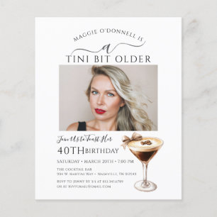 BUDGET 40th Birthday Party Photo Martini Invite