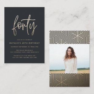 budget 40th birthday simple stylish elegant script note card