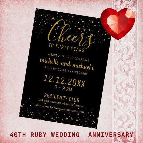 Budget 40th Ruby Wedding Anniversary Black Gold  