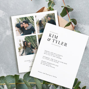 Budget 4 photo collage modern wedding invitation