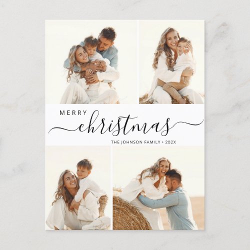 Budget 4 Photo Collage Script Christmas  Holiday Postcard