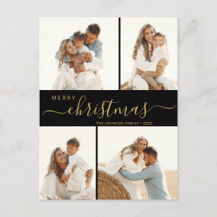 Budget 4 Photo Collage Script Christmas Holiday Postcard
