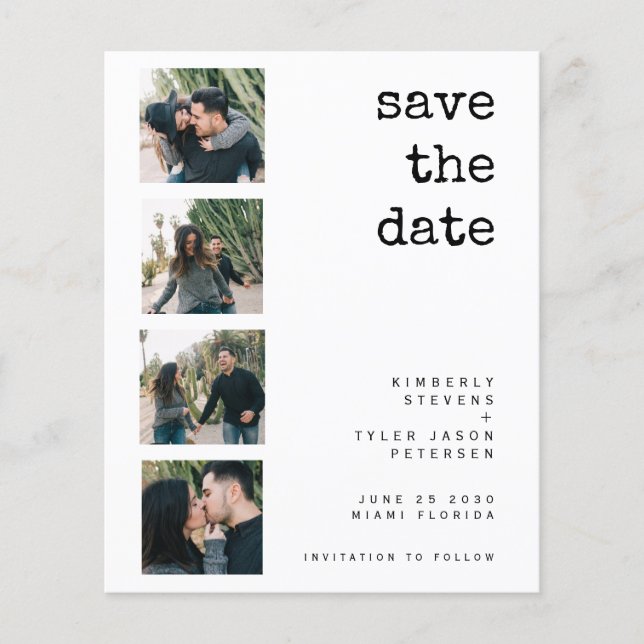 Budget 4 photo collage wedding save the date (Front)