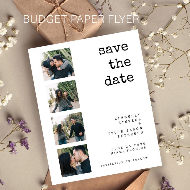 Budget 4 photo collage wedding save the date flyer (Creator Uploaded)