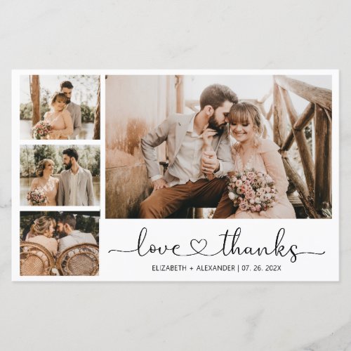 Budget 4 Photo Collage Wedding Thank You Card