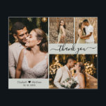 Budget 4 Photo Collage Wedding Thank You Script Flyer<br><div class="desc">Budget, Elegant, Minimalist Hand Lettered 4 Photo Collage Sage Green Wedding Thank You personalized affordable low budget flyer. Stylish wedding thank you paper template featuring four (4) photo on the front and one photo on the back. With the text "Thank you" in a swirly hand lettered typography script font with...</div>