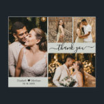 Budget 4 Photo Collage Wedding Thank You Script Flyer<br><div class="desc">Budget, Elegant, Minimalist Hand Lettered 4 Photo Collage Sage Green Wedding Thank You personalized affordable low budget flyer. Stylish wedding thank you paper template featuring four (4) photo on the front and one photo on the back. With the text "Thank you" in a swirly hand lettered typography script font with...</div>