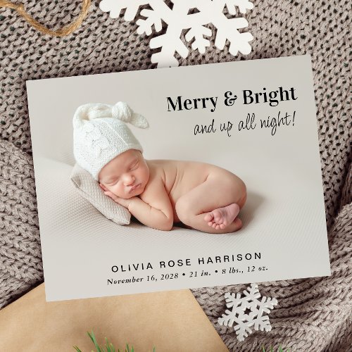 Budget 4 Photo Merry Christmas Birth Announcement