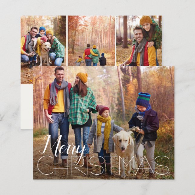 Budget 4 Photo Merry Christmas Cards (Front/Back)