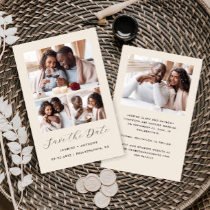 Budget 4-Photo Minimalist Beige Save the Date