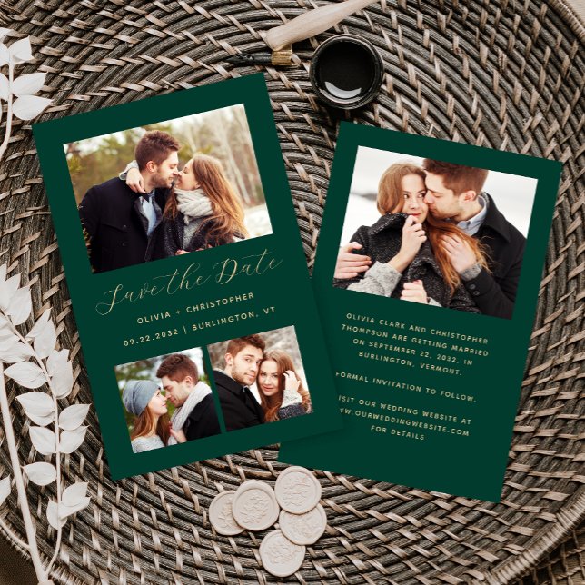 Budget 4 Photos Emerald Green Gold Save the Date (Creator Uploaded)