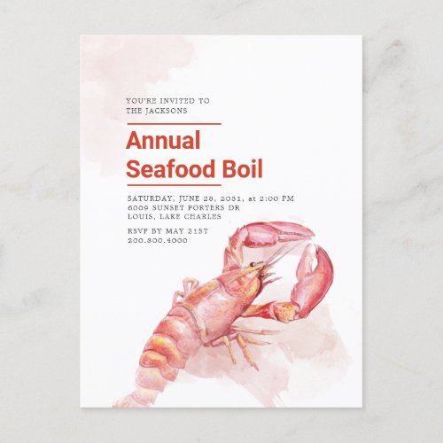 Budget 4th Of July Annual Seafood Boil Lobster Holiday Postcard
