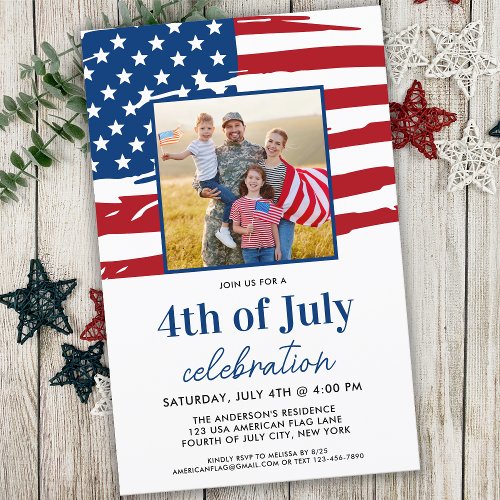 Budget 4th Of July Family Photo Party Invitation 