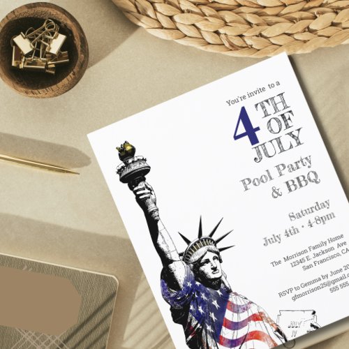 Budget 4th of July Flag  Party Invitation