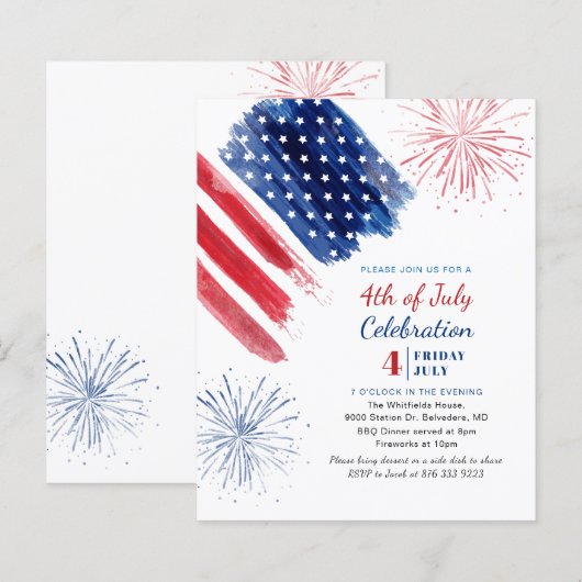 Budget 4th of July Independence Day Red White Blue (Front/Back)