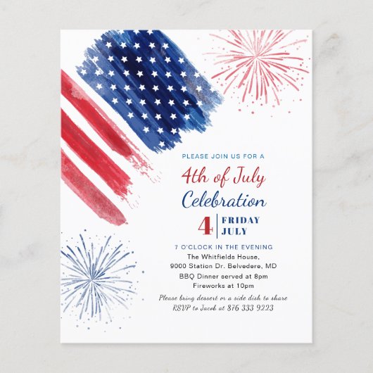 Budget 4th of July Independence Day Red White Blue (Front)