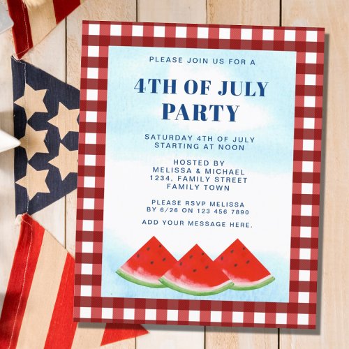 Budget 4th Of July Party Invitation