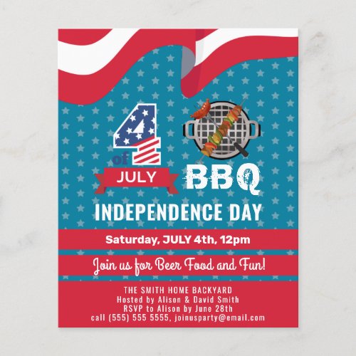BUDGET 4th of JULY Red White Blue BBQ Invitation