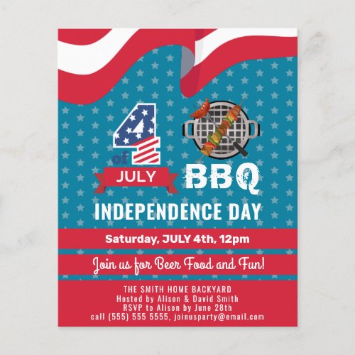 BUDGET 4th of JULY Red White Blue BBQ Invitation Flyer