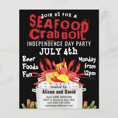 BUDGET 4th of JULY Seafood Boil Party Invitation