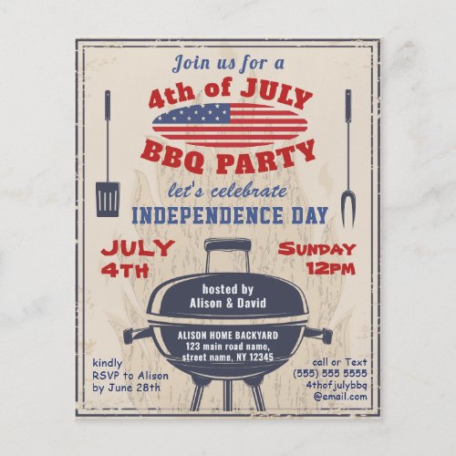 BUDGET 4th of JULY Vintage BBQ Party Invitation Flyer