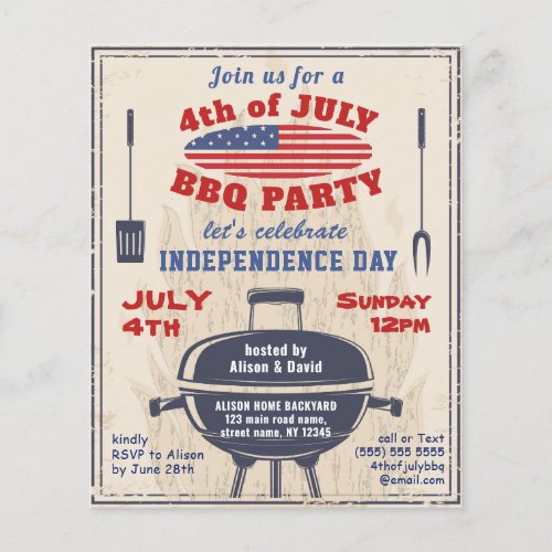 BUDGET 4th of JULY Vintage BBQ Party Invitation Flyer