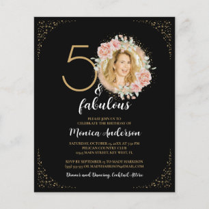 Budget 50 and Fabulous 50th Birthday Black Photo