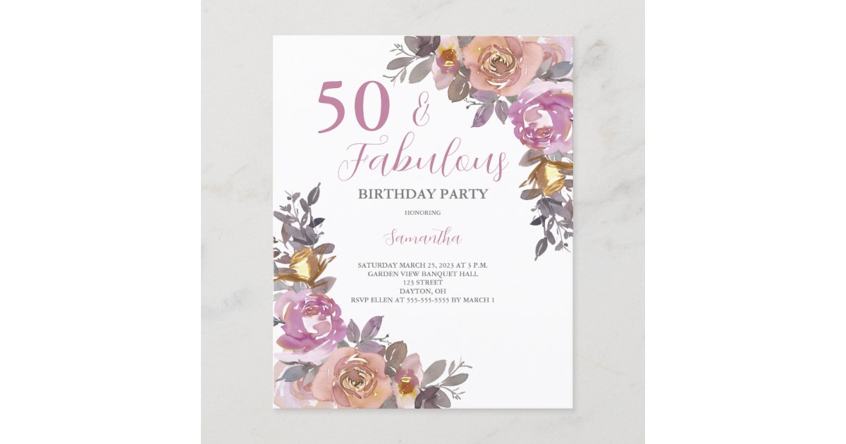 Budget 50 and Fabulous Birthday Party Invitation | Zazzle