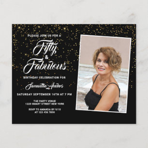 Budget 50 and Fabulous Gold Glitter Invitation