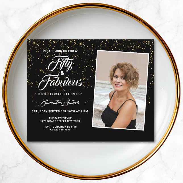Budget 50 and Fabulous Gold Glitter Invitation (Creator Uploaded)