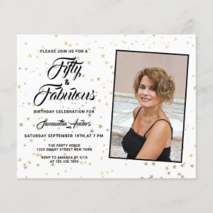 Budget 50 and Fabulous Gold Stars Invitation