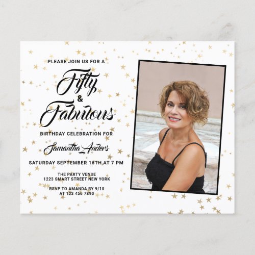 Budget 50 and Fabulous Gold Stars Invitation