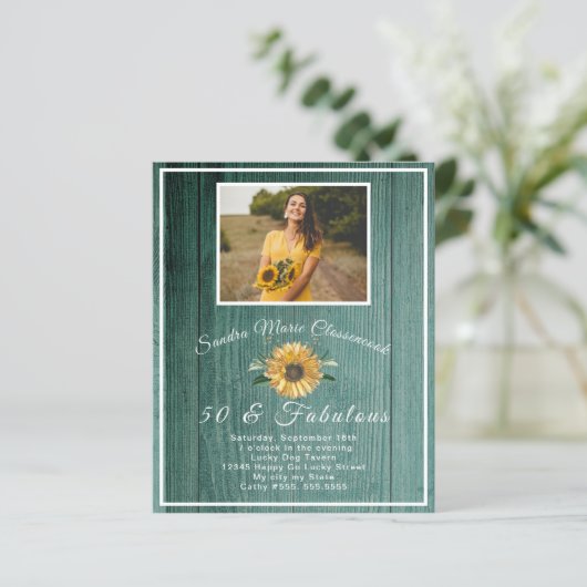 Budget 50 and Fabulous | Sunflower green Birthday (Standing Front)