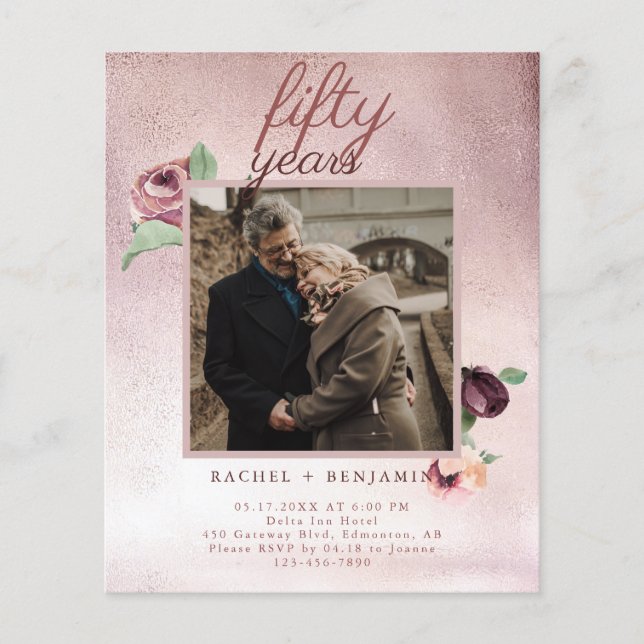 Budget 50 Year Wedding Anniversary Rose Gold (Front)