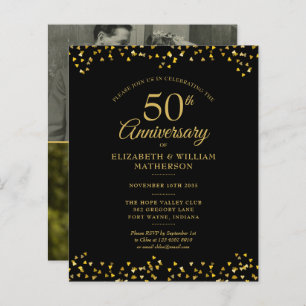 Budget 50th Anniversary Gold 2 Photo Invitation