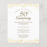 Budget 50th Anniversary Gold Hearts Invitation<br><div class="desc">Featuring delicate golden love hearts confetti. Personalize with your special fifty years golden anniversary information in chic gold lettering. Designed by Thisisnotme©</div>