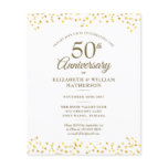 Budget 50th Anniversary Gold Hearts Invitation Budget 50th Anniversary Gold Hearts Invitation
