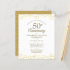 Budget 50th Anniversary Gold Hearts Invitation | Zazzle