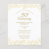 Budget 50th Anniversary Golden Hearts Invitation (Front)